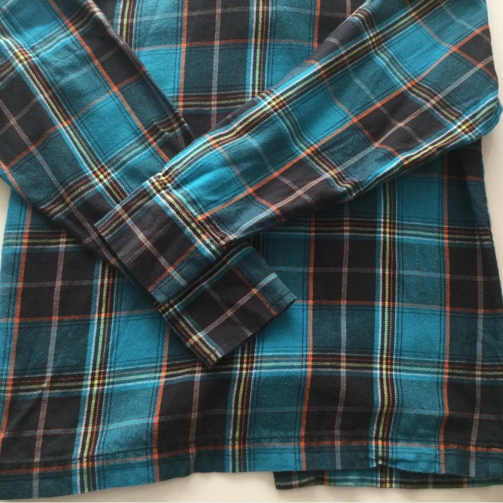 Gymboree Boys Teal and Black Plaid Snap Up Shirt
